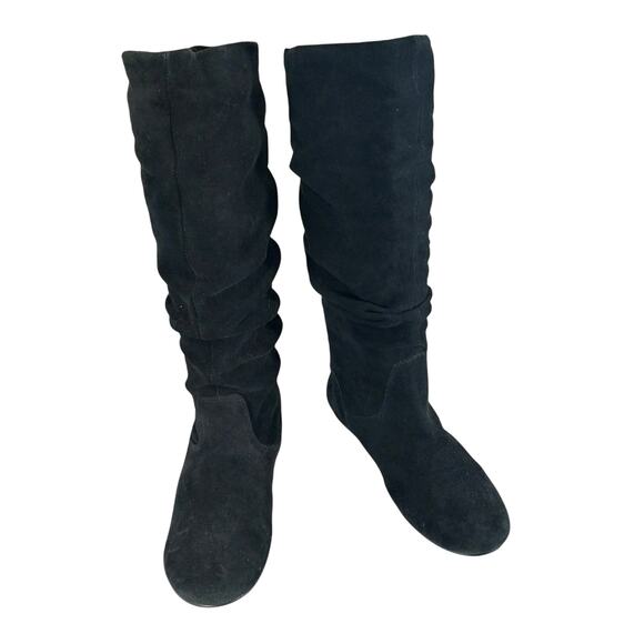 STEVE MADDEN! NO HEEL BLACK GENUINE SUEDE LEATHER SLOUCHY BOHO BOOTS! SZ 6M - Picture 2 of 11
